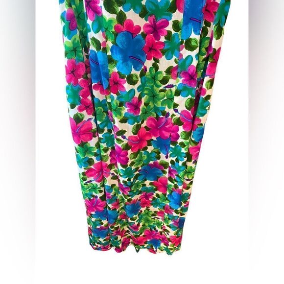 Hawaiian Hibiscus Fuschia Flowers 8 Tiki Oasis Handmade Vintage Maxi Dress - Picture 5 of 15